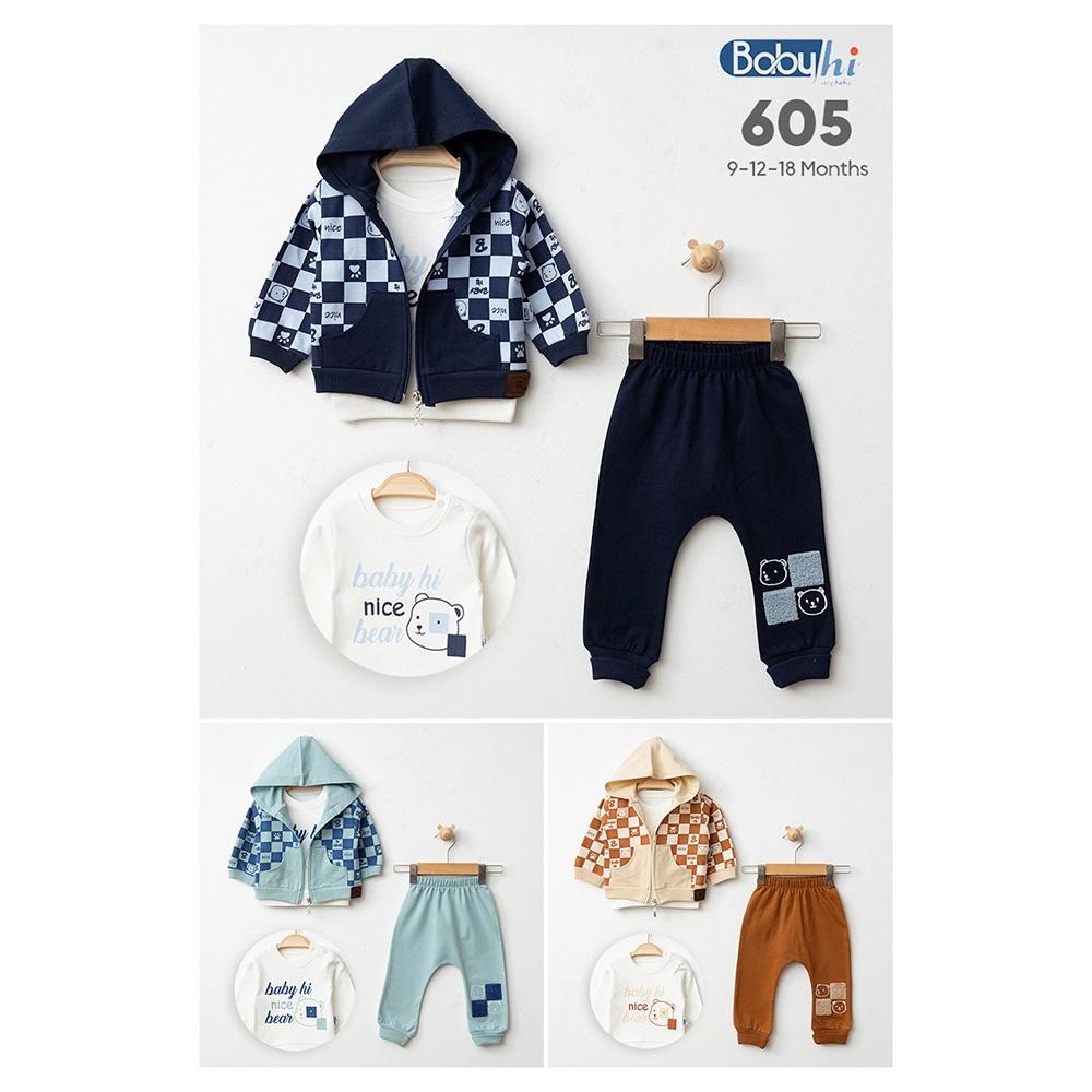 Baby Hi 605 Erkek Bebe Pötikare Patili 3 Lü Takım 6-18 Ay