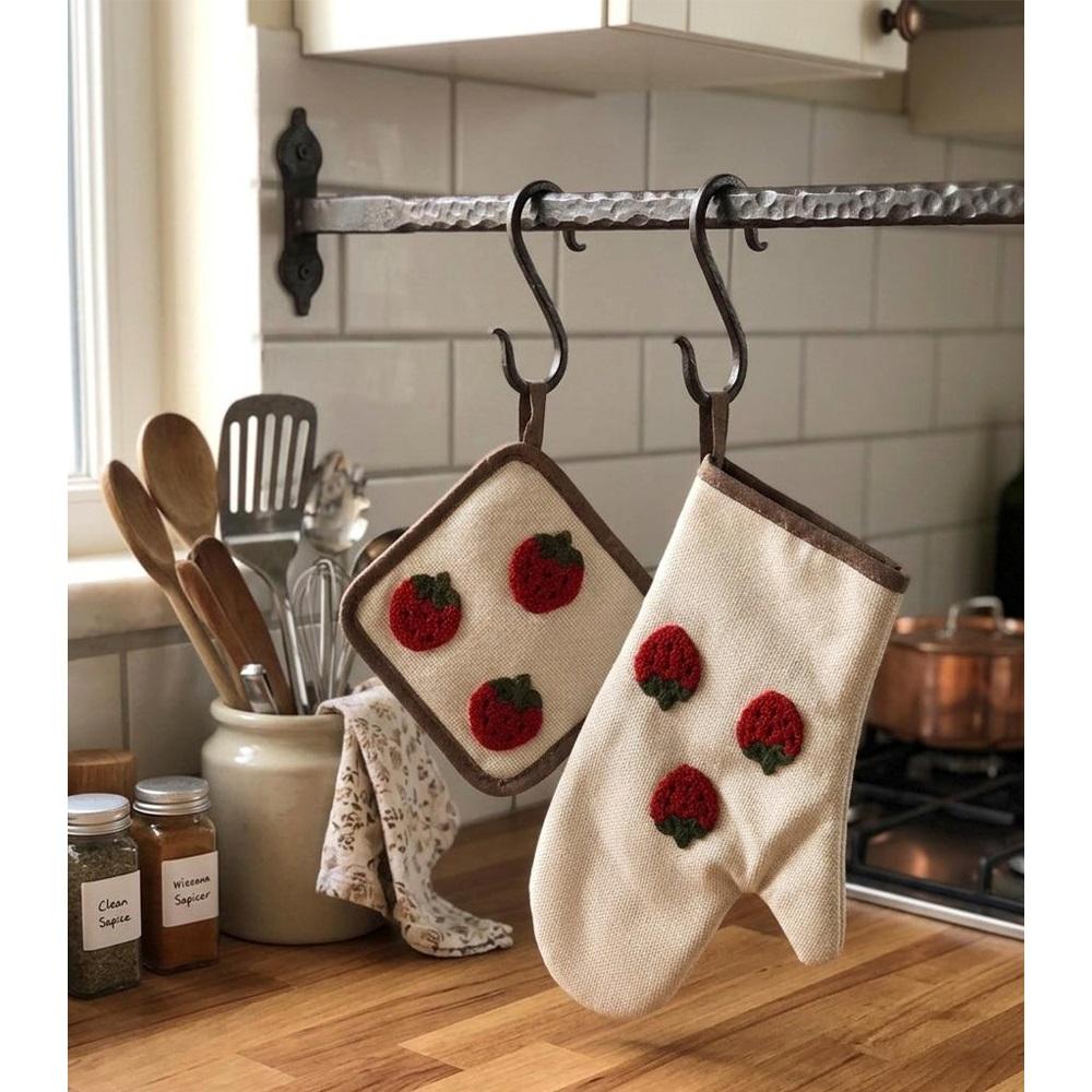 Kasso Home Krc2350 Keten Punç Nakışlı Tutacak Eldiven