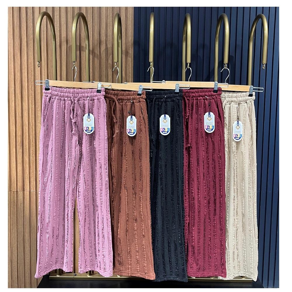 Polentarz 4354 Bayan Fırfırlı Kumaş Geniş Paçalı Tek Alt S-2XL