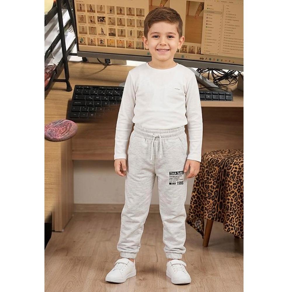 Elsi 4427 Çocuk Kompak Think Baskılı Paça Lastikli Eşofman Alt 9-12 Yaş