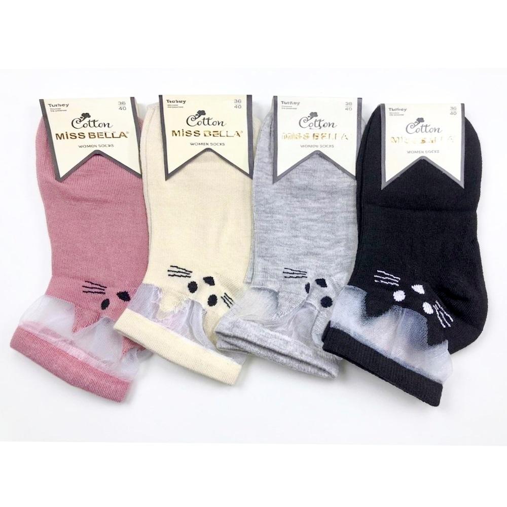 Misbella 1781 Bayan MisinaTüllü Likralı Patik Çorap