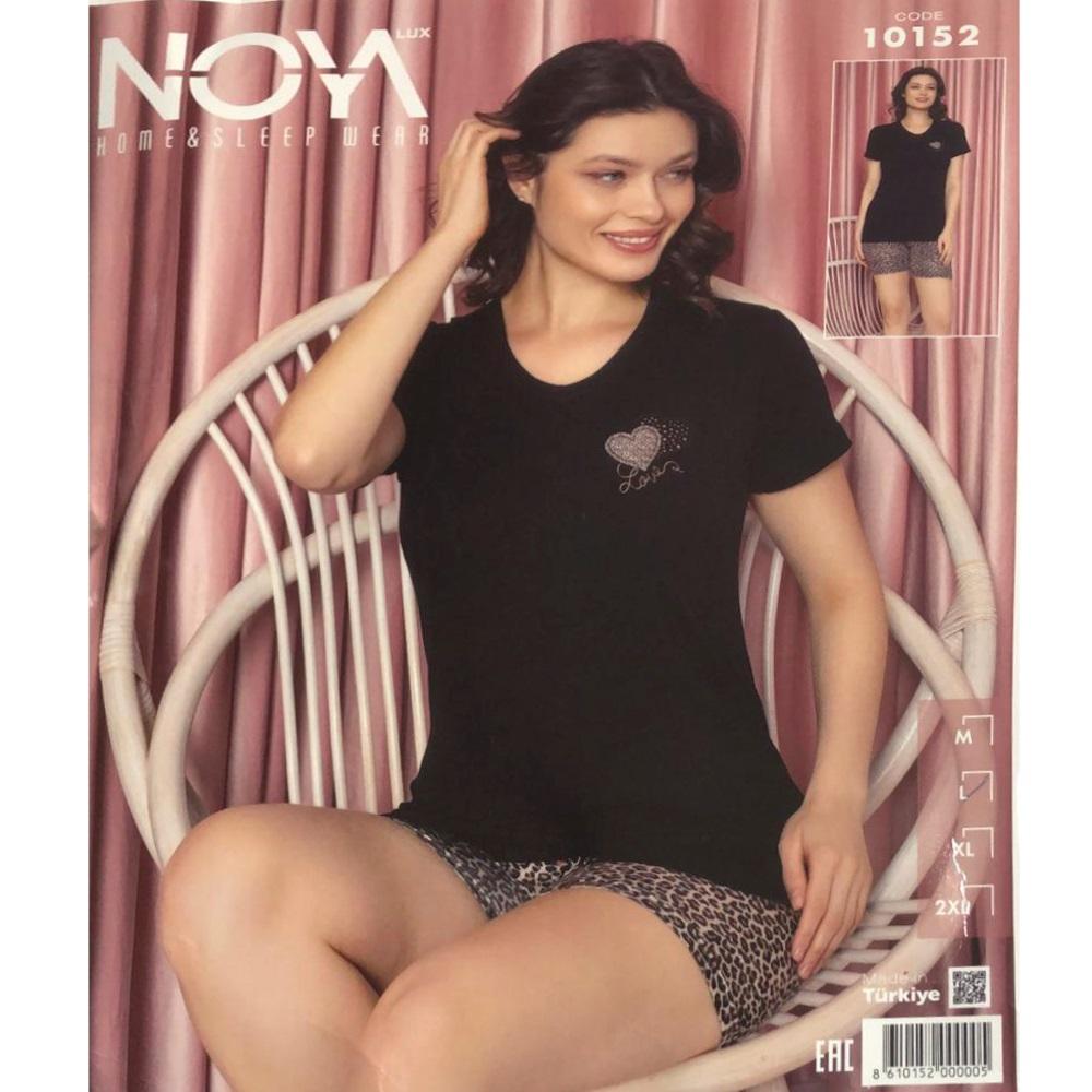 Noya Lüx 10152 Bayan Ring Viskon V Yaka Kısa Kol Şortlu Takım M-2XL
