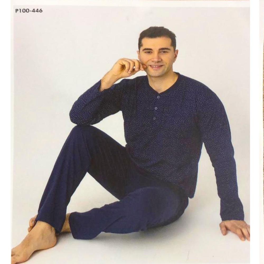 Sude P100-446 Erkek Cotton 3 Doğumeli Uzun Kol Pijama Takımı M-2XL