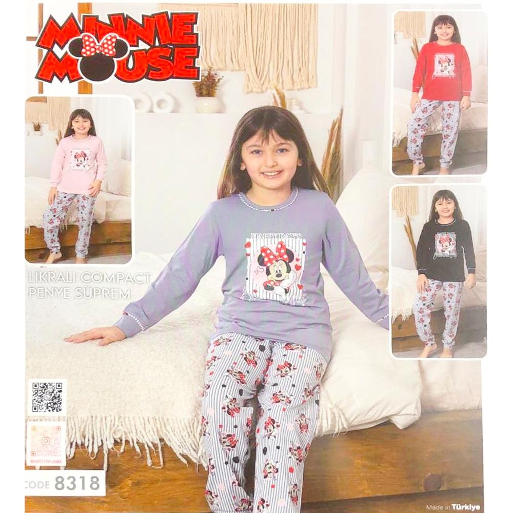 Minnıe Mouse 8318 Kız Çocuk Penye Minnıe Mouse Baskılı Uzun Kol Pijama Takımı 3-6 Yaş