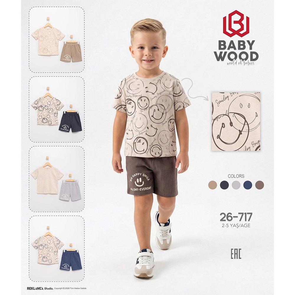 Babywood 717 Erkek Çocuk Penye Smıle Baskılı Şortlu Takım 2-5 Yaş