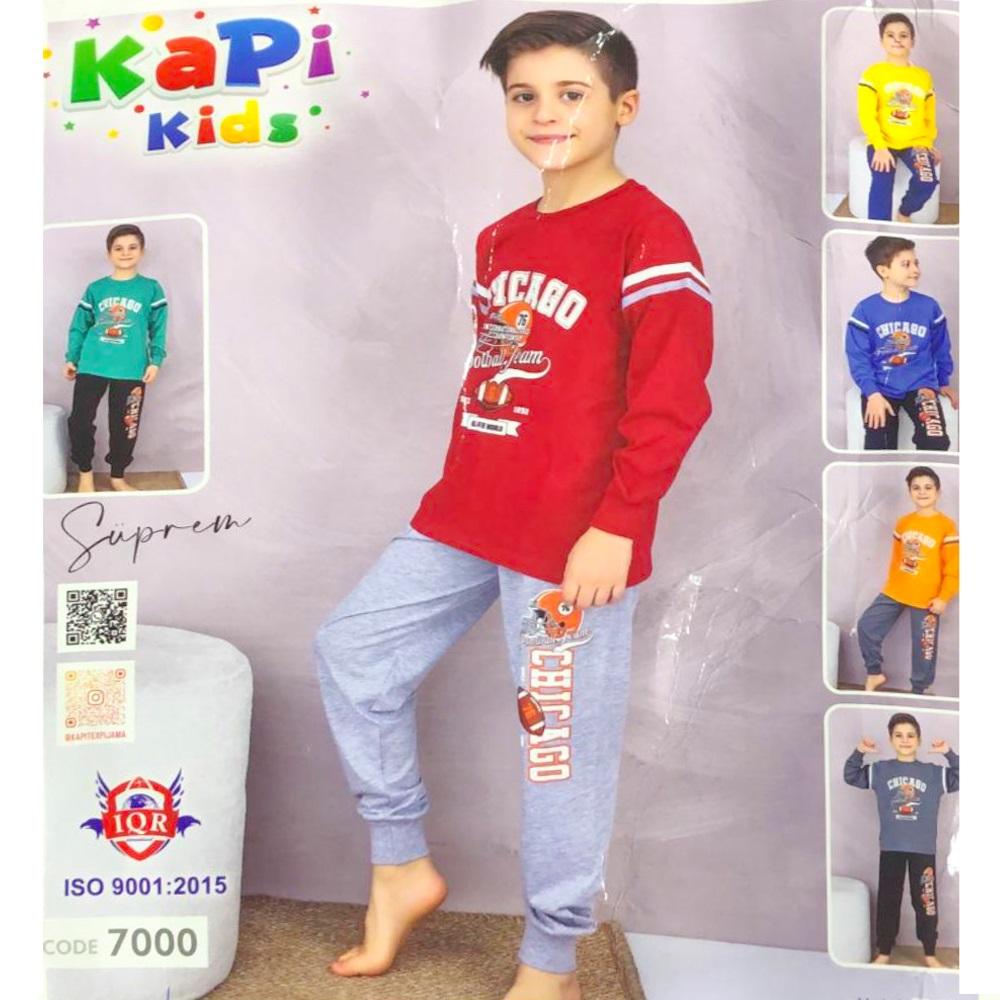 Kapi Kds 7000 Erkrk Çocuk Penye Chıcago Baskılı Uzun Kol Pijama Takımı 3-6 Yaş