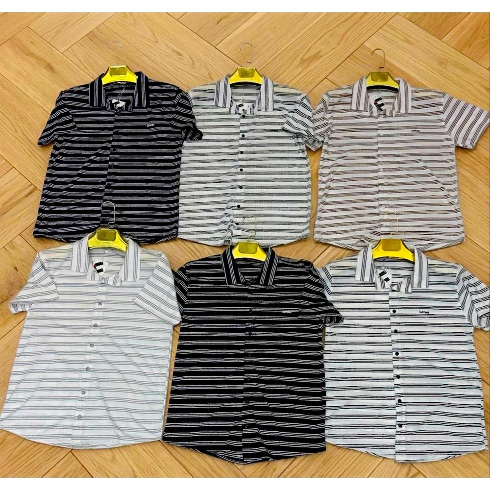 Strongx 0067 Erkek 3 Çizgili Petek Kısa Kol Gömlek S-2XL