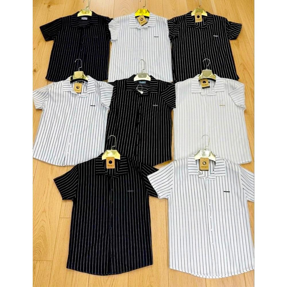 Strongx 0057 Erkek Ottoman Çizgili Kısa Kol Gömlek S-2XL