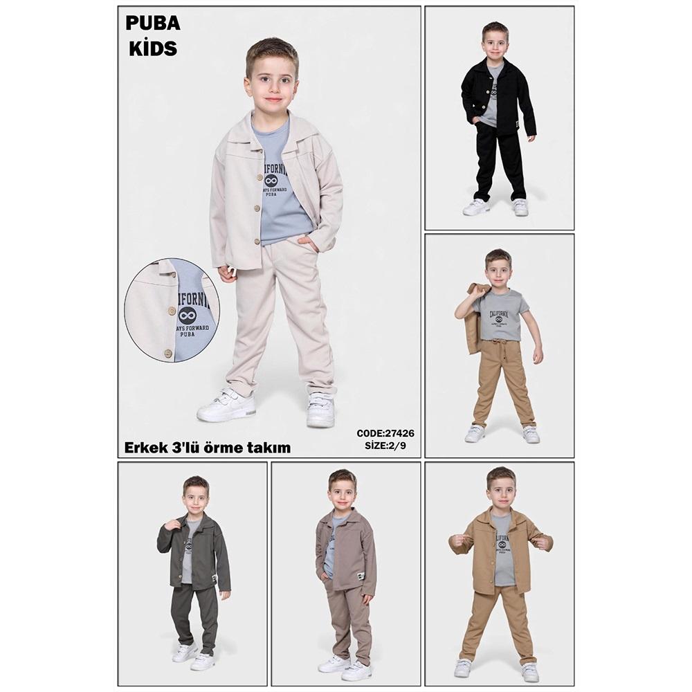 Puba 27426-1 Erkek Çocuk Örme 3 Lü Kot Takım 2-5 Yaş