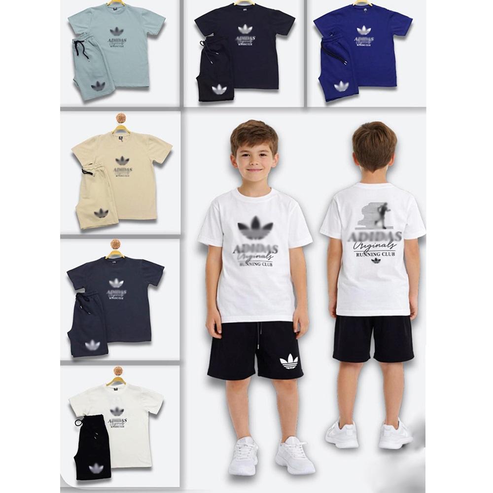 By Bulgan 4026-87 Erkek Çocuk Penye Adidas Baskılı Şortlu Takım 13-16 Yaş