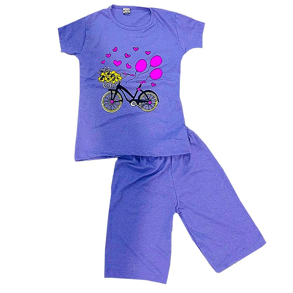 Ataoğlu Kız Çocuk Openet Kumaş Bisiklet Baskılı Şortlu 2 Li Takım 4-12 Yaş