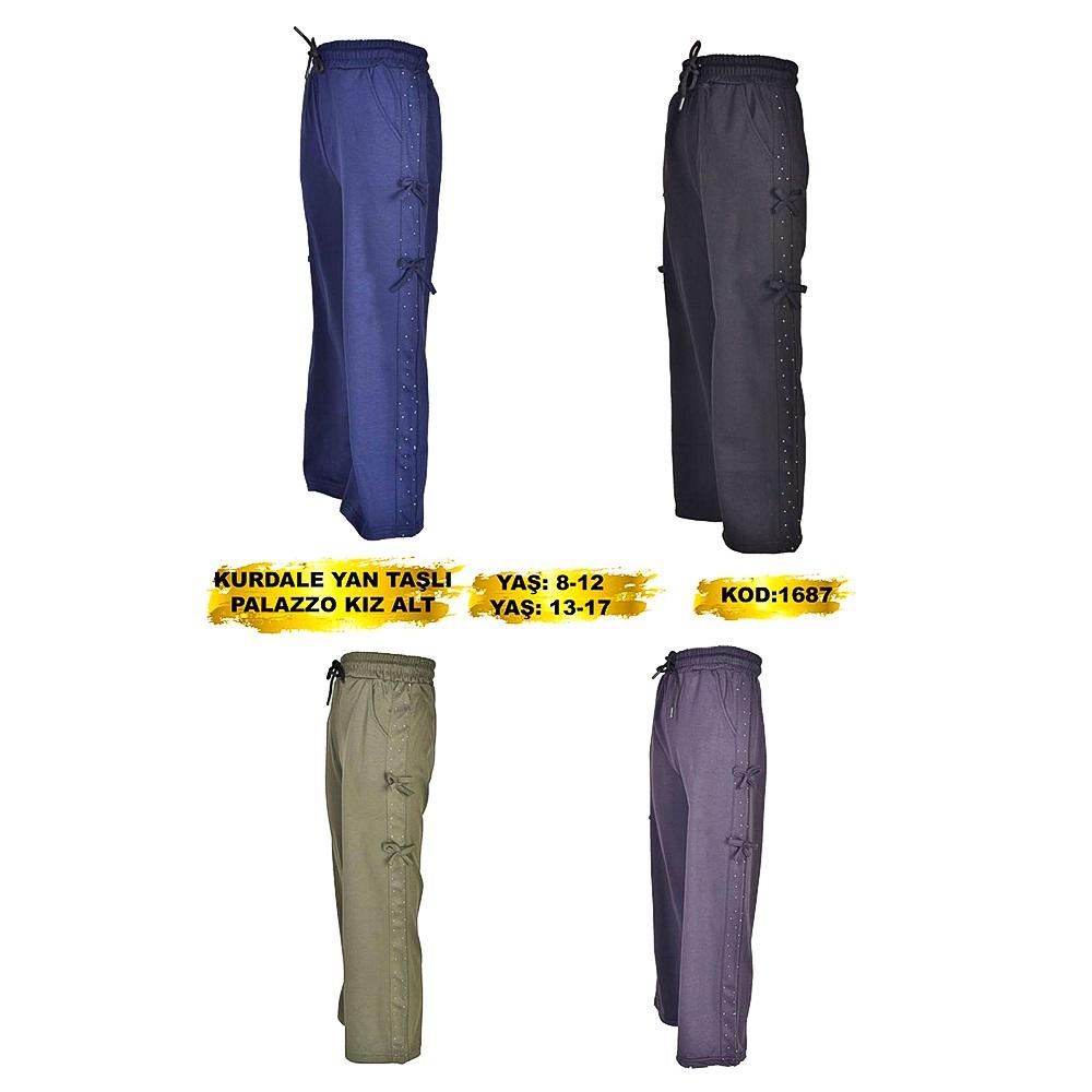 Yılmazcan 1687-2 Kız Çocuk Oysho Kurdale Yan Taşlı Palazzo Eşofman Alt 13-17 Yaş