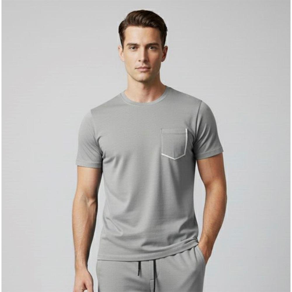 Los Santos M 457 Erkek Modal Kol Ve Etek Reçme Sol Ön Cepli Sıfır Yaka Tişört S-2XL