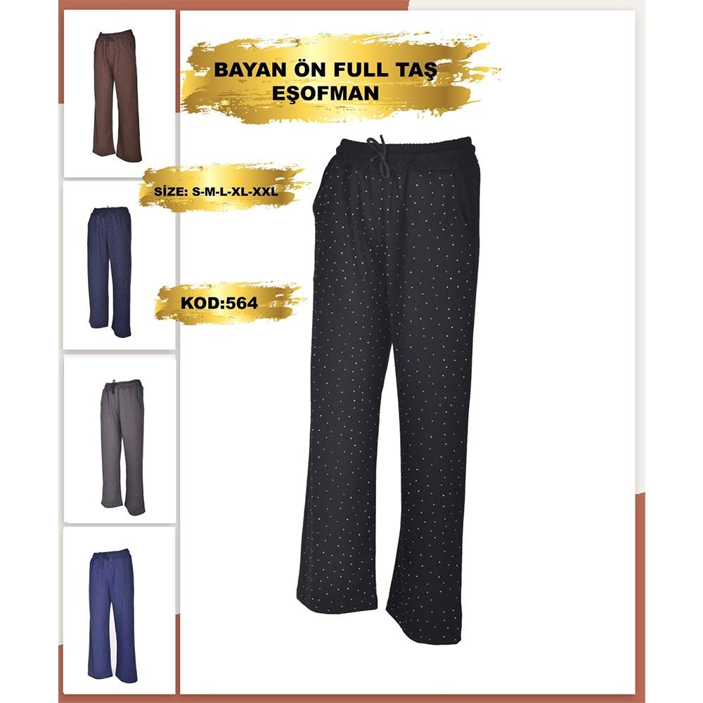 Yılmazcan BE 564 Bayan Full Taşlı Duble Face Paça Eşofman Alt S-2XL