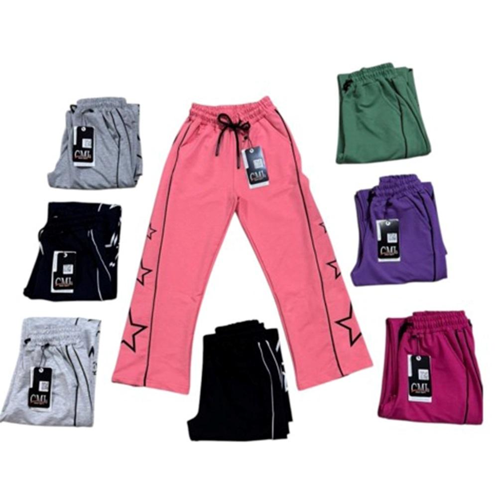 Cml A1273-4 Bayan Kompak Kıl Biyeli Yıldız Baskılı Eşofman Alt 36-42