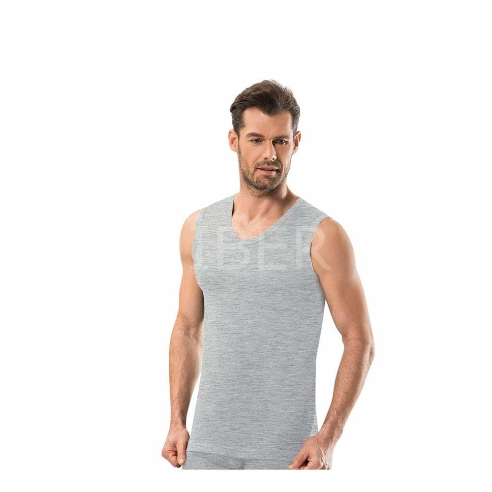 Jiber 115 Erkek V Yaka Sıfır Kol - Gri - S