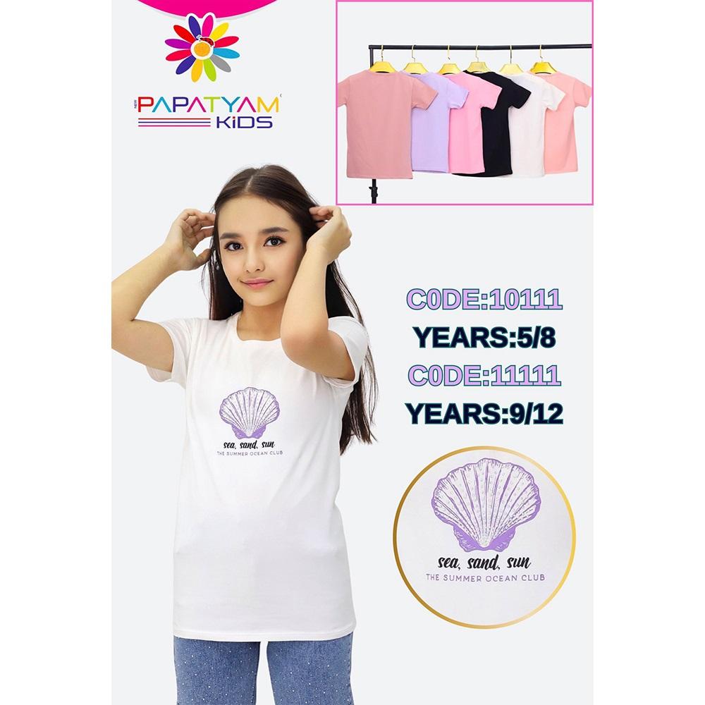 Papatyam Kids 11111 Kız Çocuk Penye The Summer Taş Nakışlı Tişort 9-12 Yaş