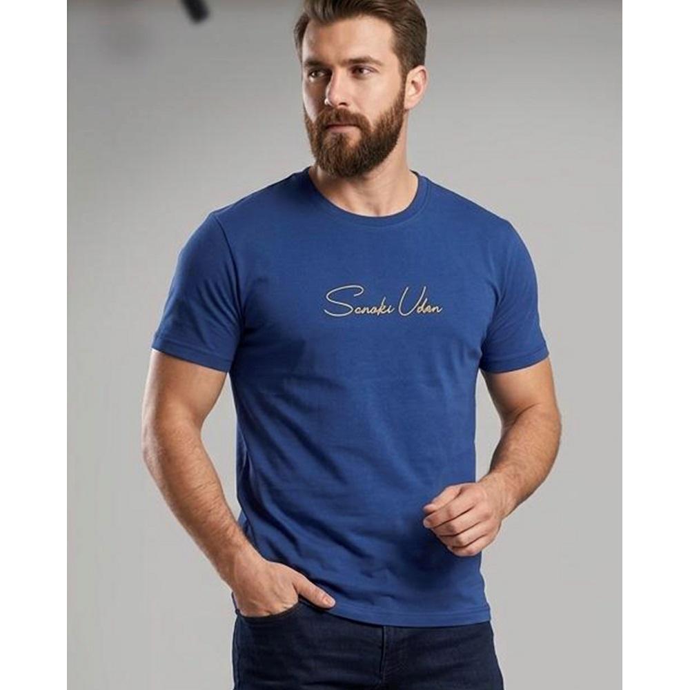 Emin 247 Erkek Oysho Yazı Nakışlı Simit Yaka Tişört M-3XL