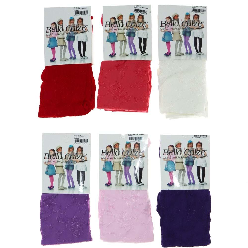 Bella Calze 8132 Kız Çocuk Desenli Multicolor Floş Külotlu Çorap - Karışık Renk - 11-14 YAŞ