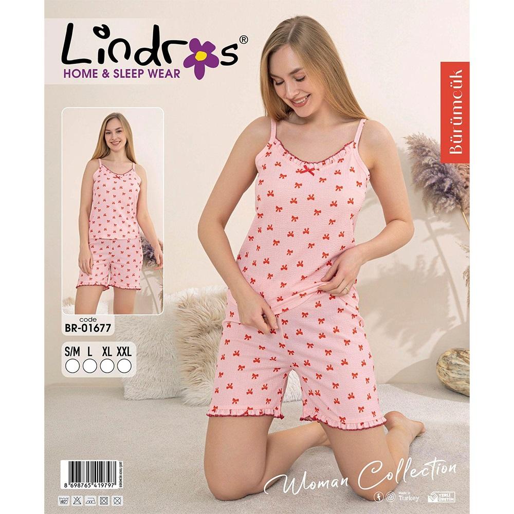 Lindros BR-01677 Bayan Bürümcük Dantelli İp Askılı Şortlu Takımı S-2XL