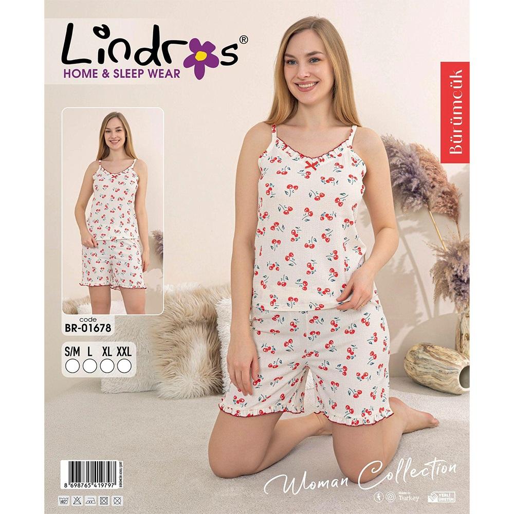 Lindros BR-01678 Bayan Bürümcük Dantelli İp Askılı Şortlu Takımı S-2XL