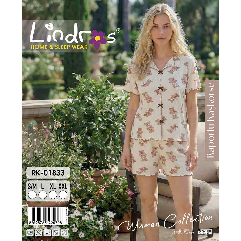 Lindros RK-01833 Bayan Raporlu Kaşkorse Desenli Şortlu Takımı S-2XL