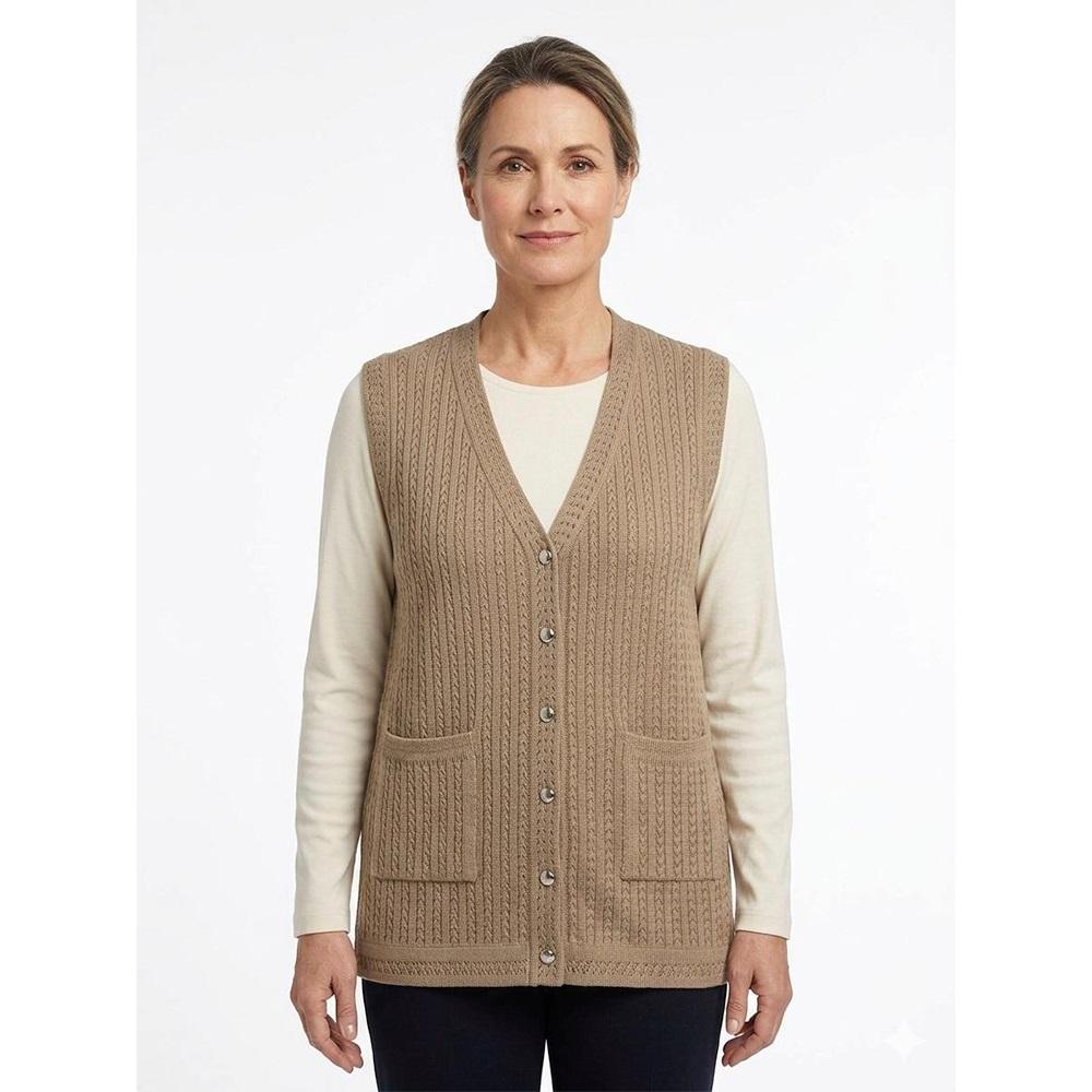 Çığ 1001 Bayan Triko Modelli Düğmeli Yazlık Yelek M-2XL