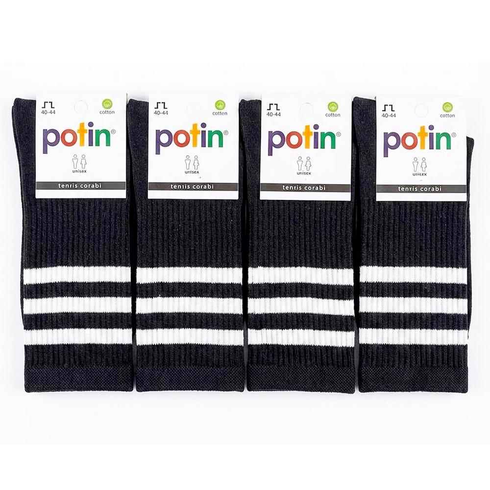 Potin 8808 Erkek Cotton Likralı Tenis Unisex Kolej Çorap