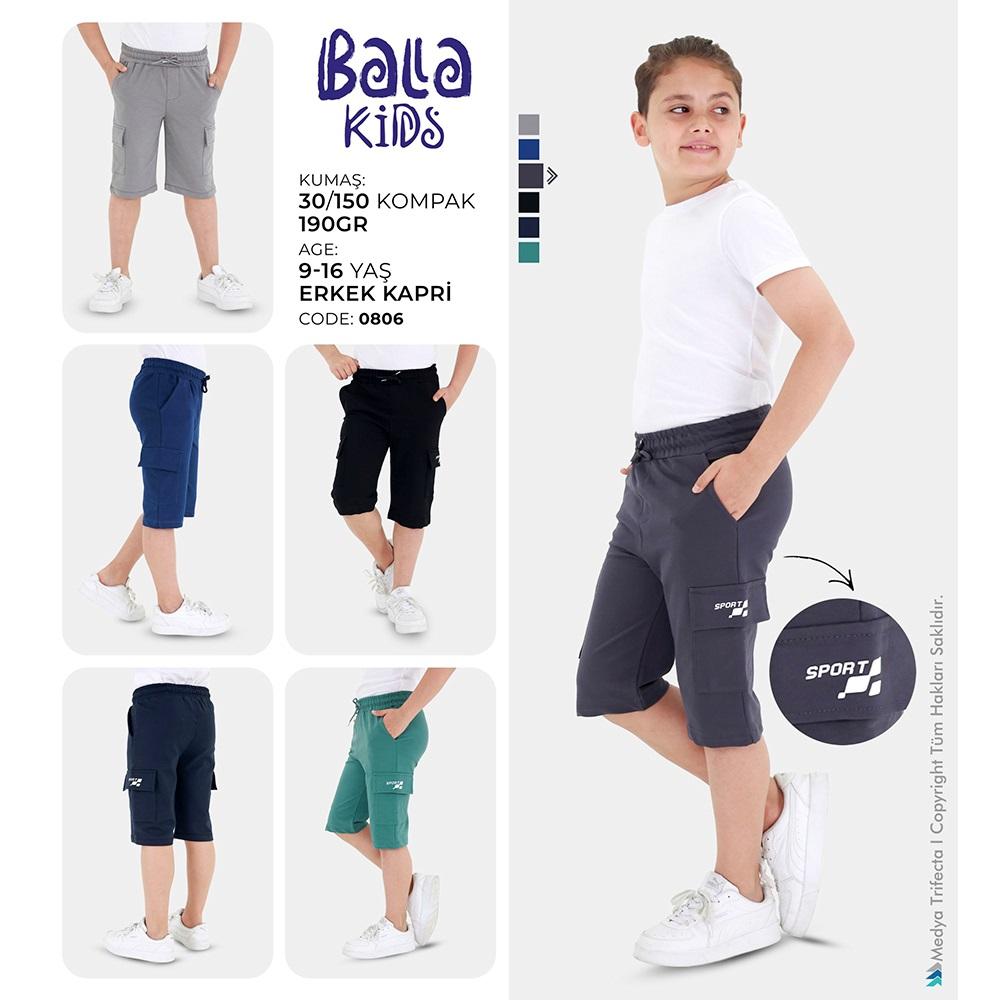 Bala Kids 0806 Erkek Çocuk Kompak Penye Çift Taraf Komando Ceplı Kaprı 13-16 Yaş