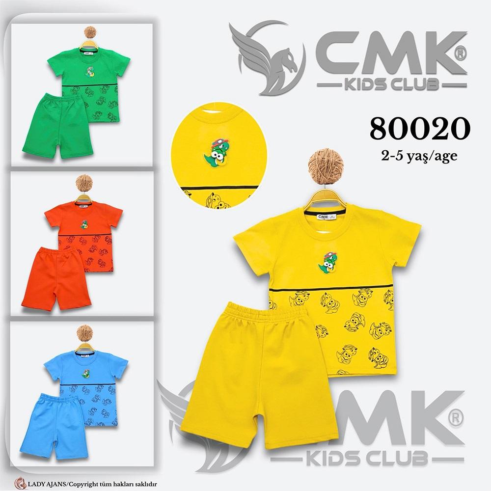 CMK KIDS 80020 Erkek Çocuk Penye Dinozor Enjeksiyon Şortlu Takım 2-5 Yaş