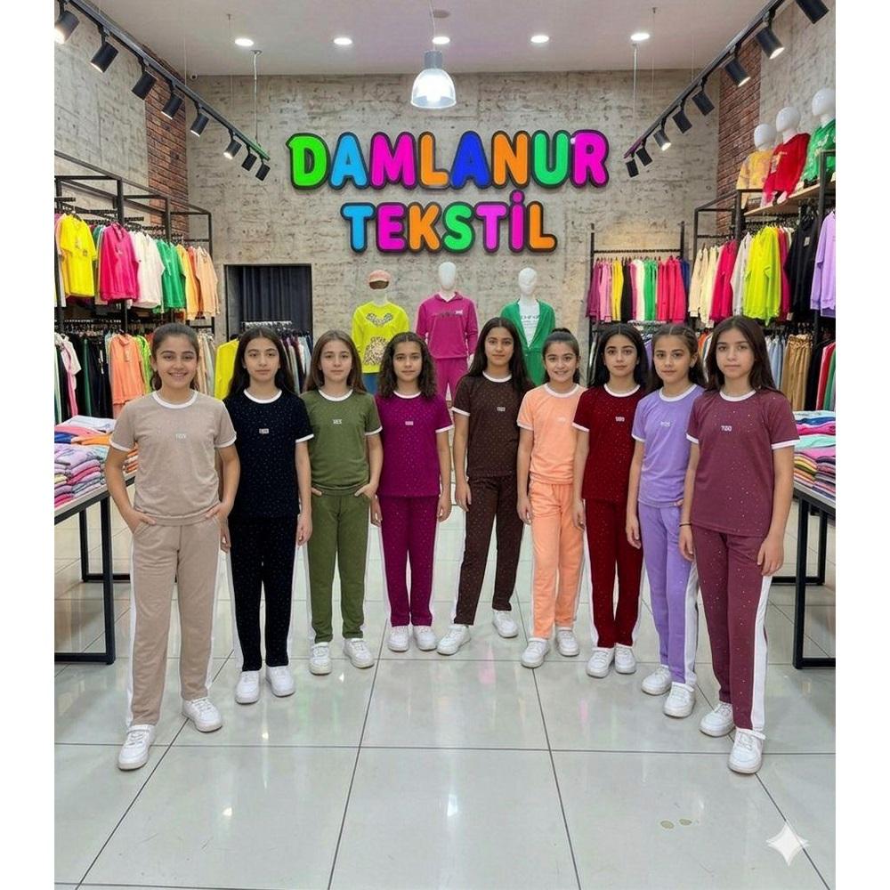 Damlanur Kız Çocuk Oysho Parçalı Voıo Enjeksiyon Simli 2 Li Takım 4-12 Yaş
