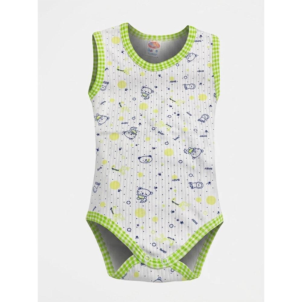 Msa 1305 Bebe Raporlu İnterlok Askılı Desenli Çıtçıtlı Badi 2-4 Yaş