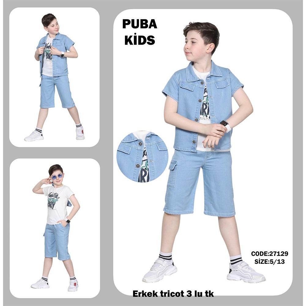 Puba 27123 Erkek Çocuk Jogger Kısa Kollu 3 Lü Pantolon Takım 4-13 Yaş