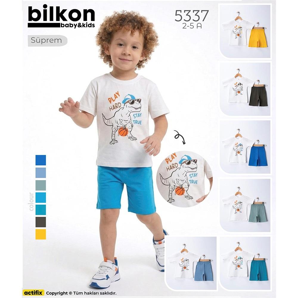 Bilkon Baby 5337 Erkek Çocuk Dino Baskılı Şortlu Takım 2-5 Yaş