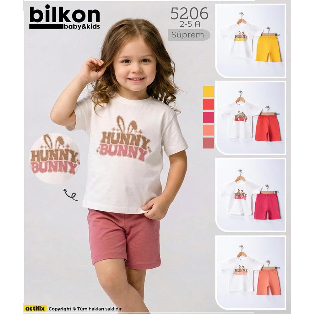 Bilkon Baby 5206 Kız Çocuk Hunny Bunny Baskılı Şortlu Takım 2-5 Yaş