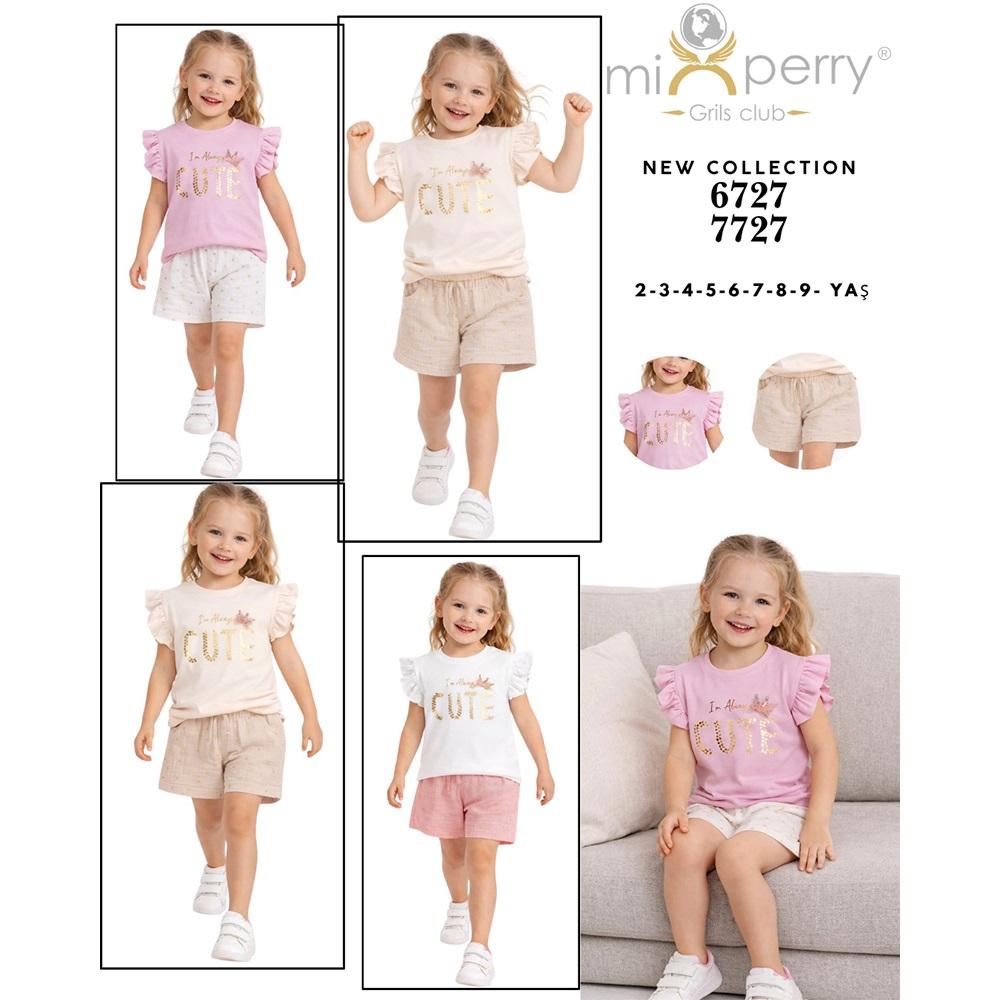 Mixperry 7727 Kız Çocuk Müslim Alt Üst Yıldız Desenli Şort Takım 6-9 Yaş