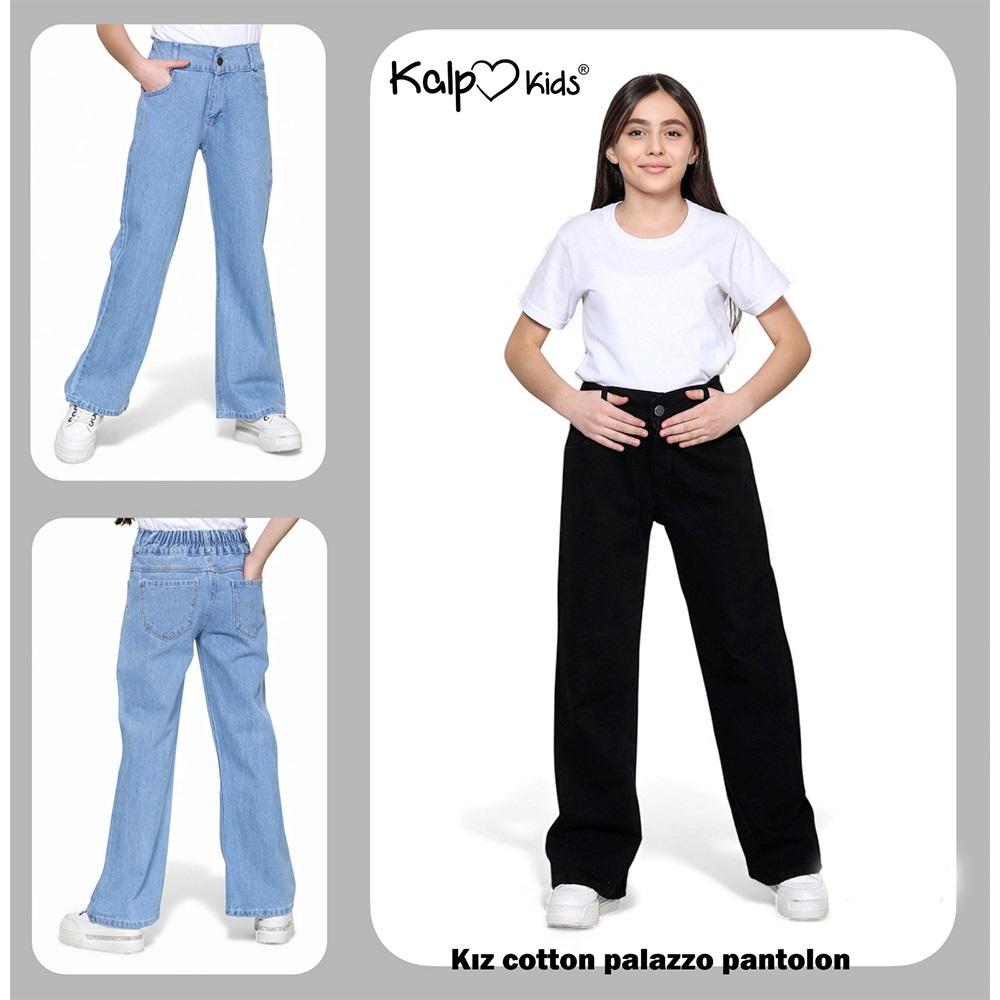 Kalp Kids 1724-1 Kız Çocuk Cotton Palazzo Mom Jeans Pantolon 6-10 Yaş