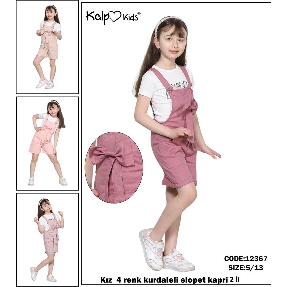 Kalp Kids 12367 Kız Çocuk Kurdeleli Slopet Kapri Takım 4-13 Yaş