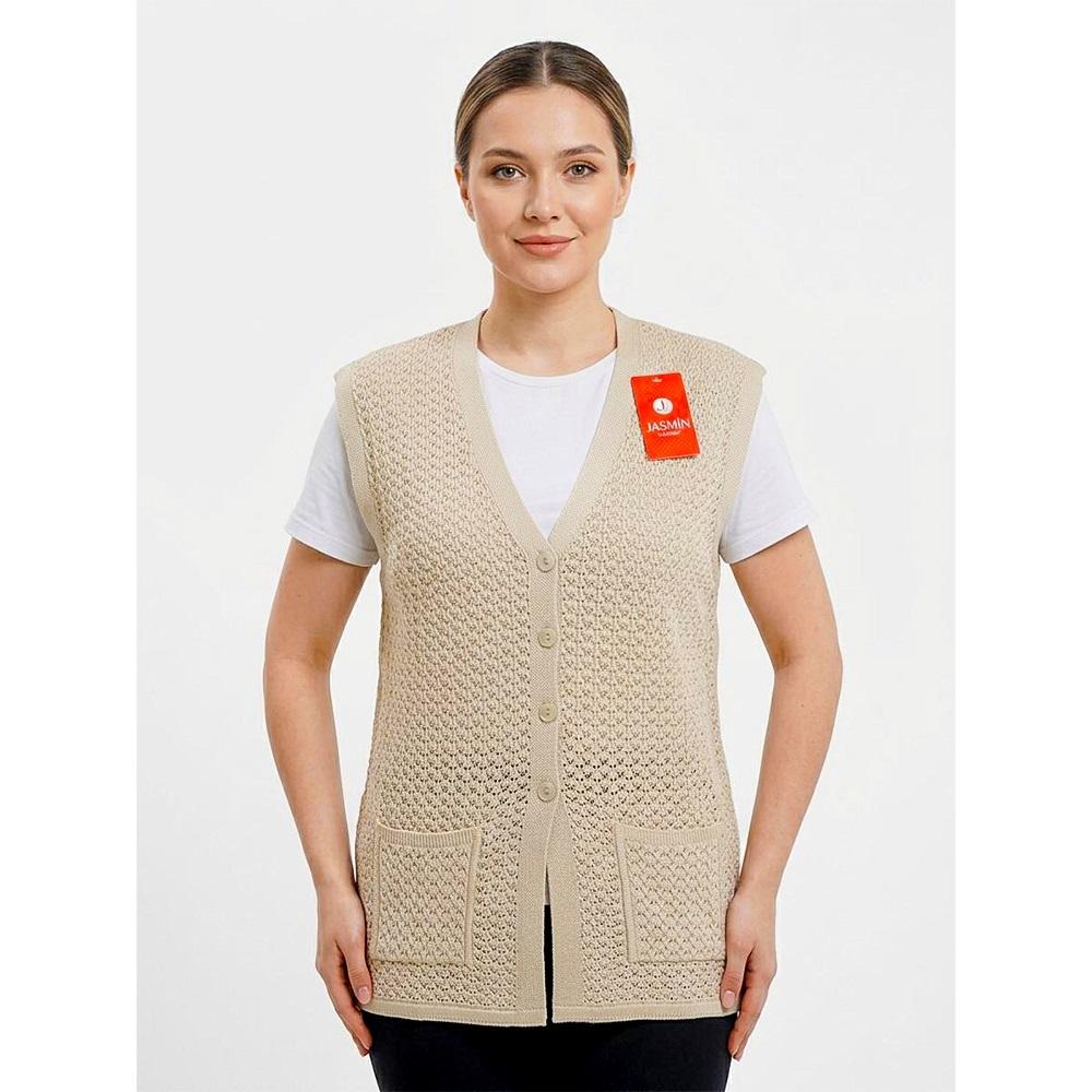 Jasmin Kılıçbey Bayan Battal Triko Releks Petekli Yelek 2XL