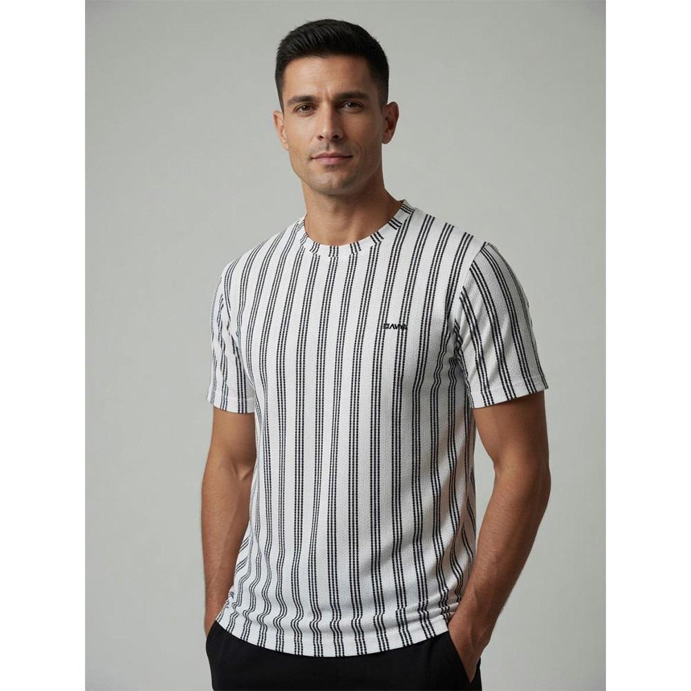 Strongx S-0111 Erkek 3 Çizgili Petek Sıfır Yaka Kısa Kollu Tişort S-2XL