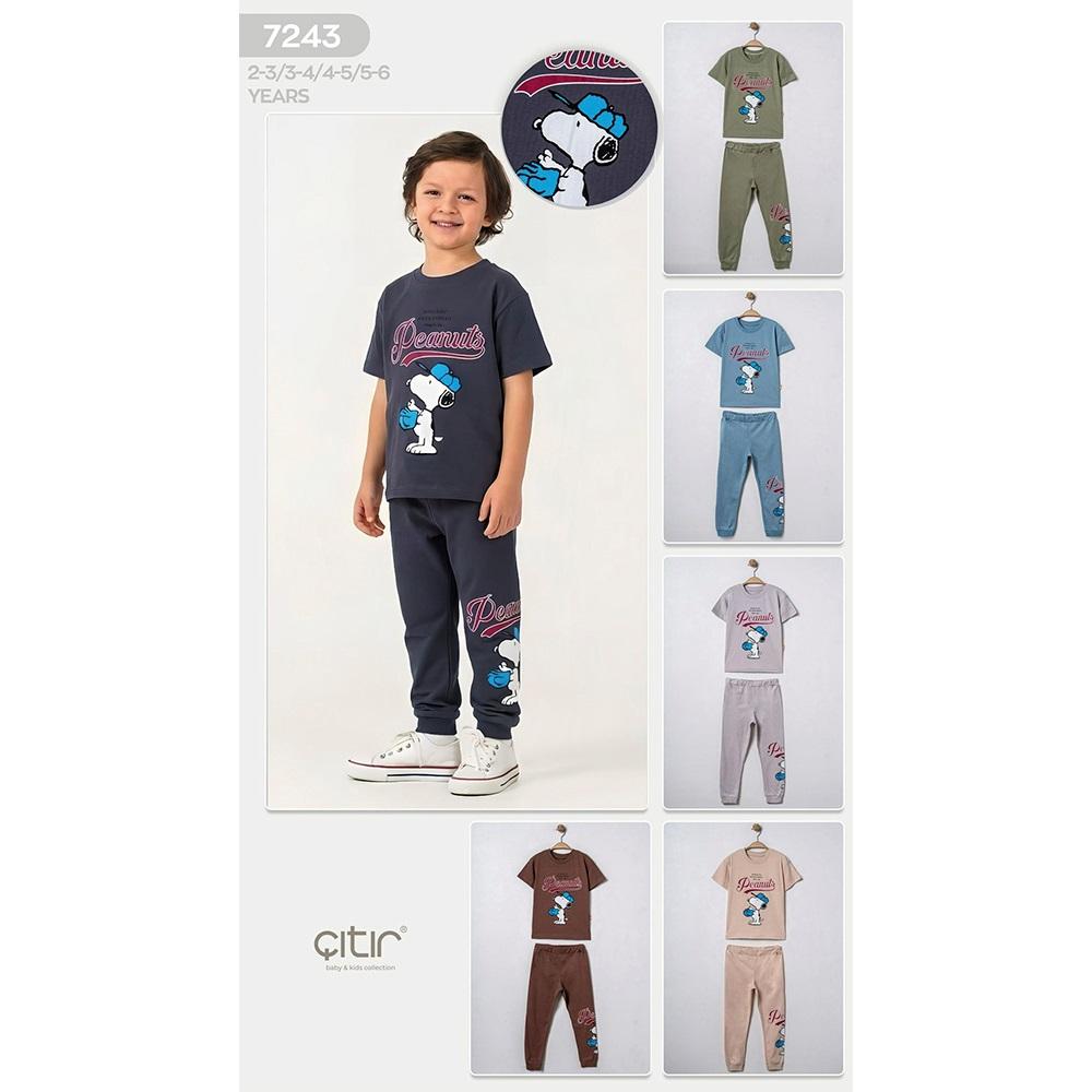 Kids Wear 07243 Erkek Çocuk Penye Etiketsiz Snoopy Baskılı Takım 2-6 Yaş