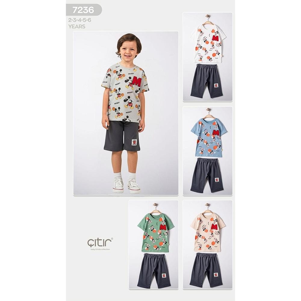 Kids Wear 07236 Erkek Çocuk Penye Etiketsiz Mickey Süzene Aksesuarlı Takım 2-6 Yaş