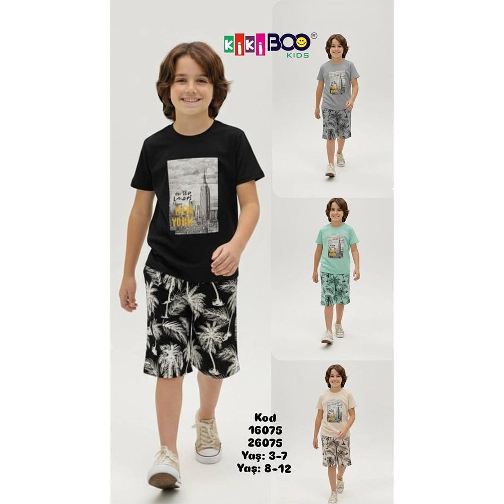 Kikiboo Kids 16075 Erkek Çocuk Penye New York baskısı Takım 3-6 Yaş