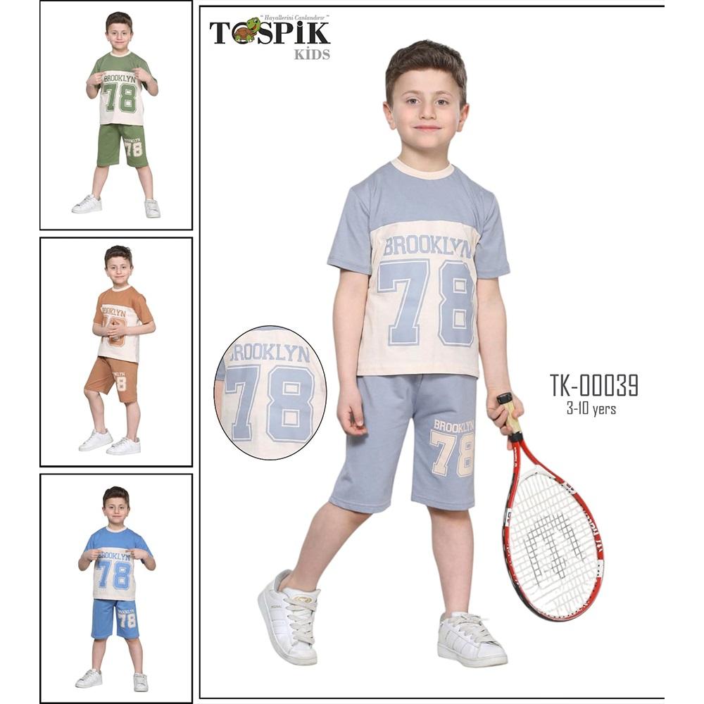 Tospik Tk-00039 Erkek Çocuk Brooklyn 78 Baskılı Şortlu Takım Takım 3-10 Yaş