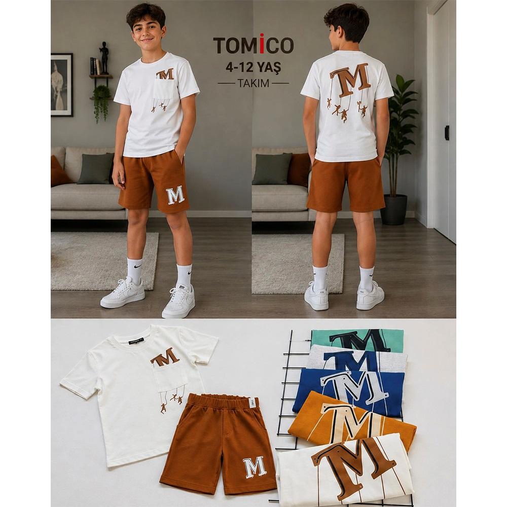 Tomıca 8045 Erkek Çocuk Penye Cepli M Baskılı Şortlu Takım 4-12 Yaş