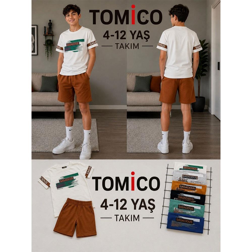Tomıca 8058 Erkek Çocuk Penye Sagacıous Baskılı Şortlu Takım 4-12 Yaş