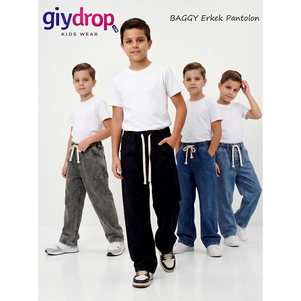 Giydrop 6007 Erkek Çocuk Baggy Lastikli Kot Pantolon 6-12 Yaş