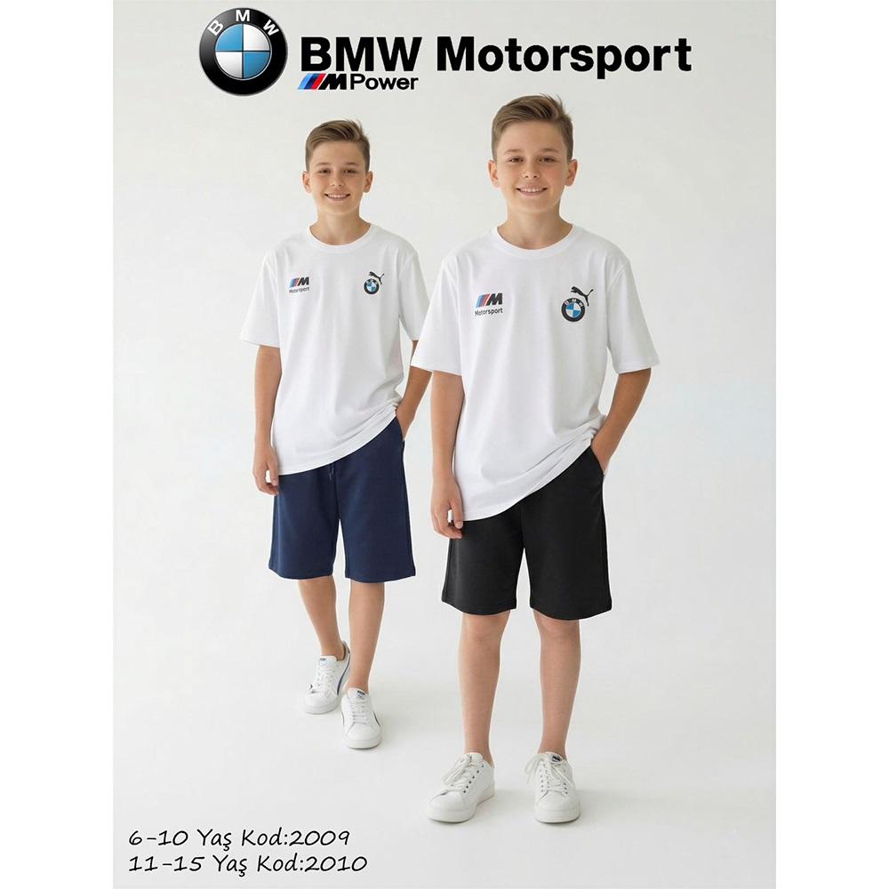 Swd 2009 Erkek Çocuk Penye Bmw Marka Baskılı Şortlu Takım 6-10 Yaş