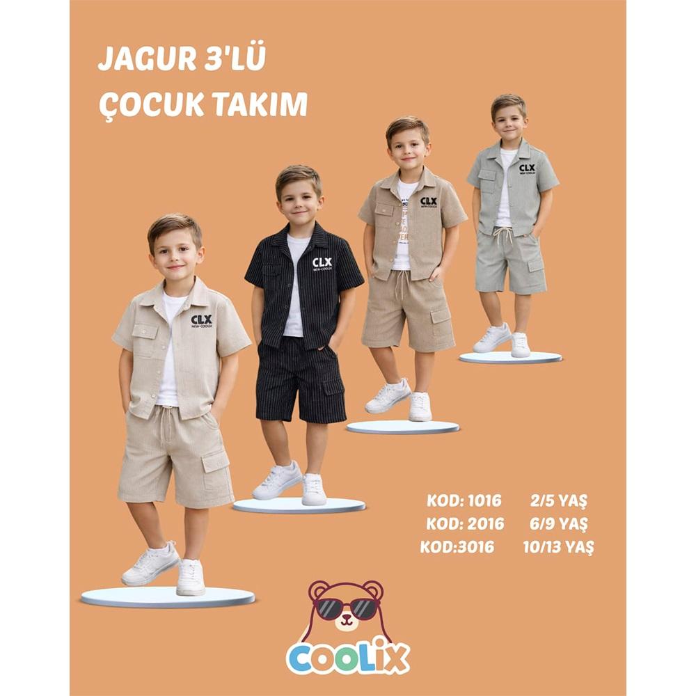 Coolix 2016 Erkek Çocuk Armalı Nakışlı Kaprili Gömlek 3 lü Takım 6-9 Yaş