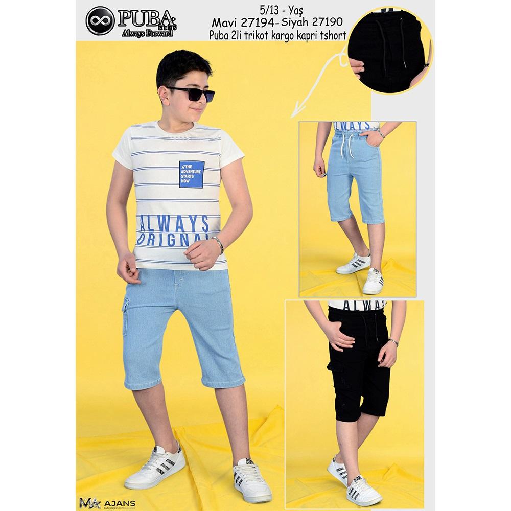 Puba 27194 Erkek Çocuk Tricot Puba Baskılı Kapri 2 Li Takım 4-13 Yaş